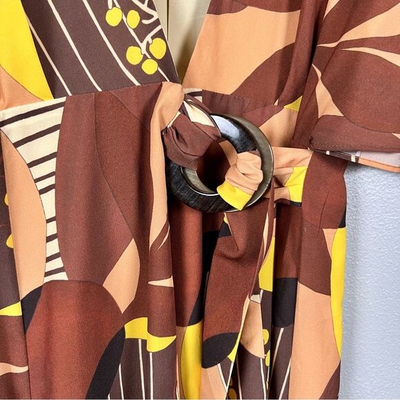 Anthropologie Hutch Deep-V Printed Wrap Maxi Dress in Multi Geo Size SP - Picture 5 of 10